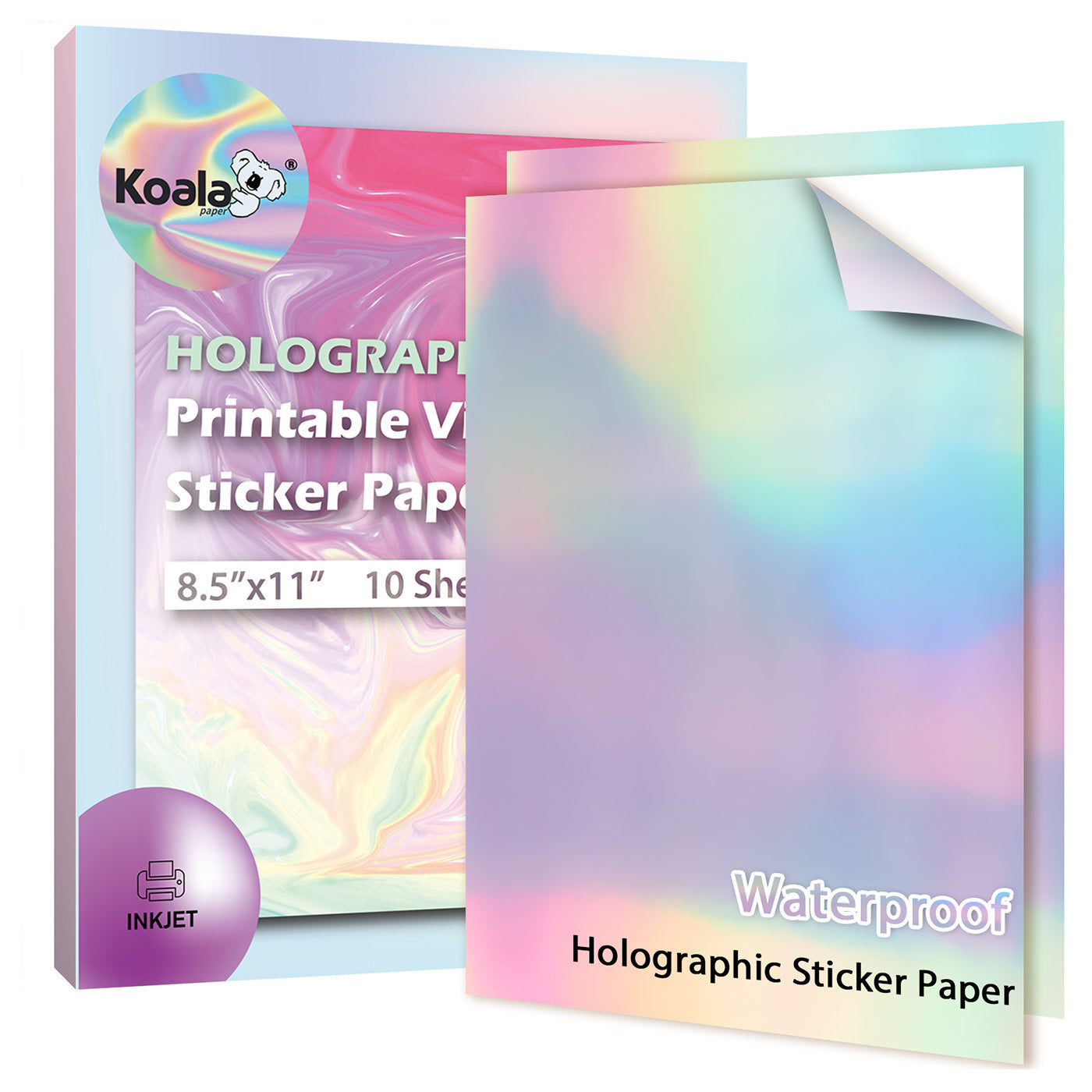 Koala Holographic Sticker Paper for Inkjet Cricut Printable Vinyl Rain –  koalagp