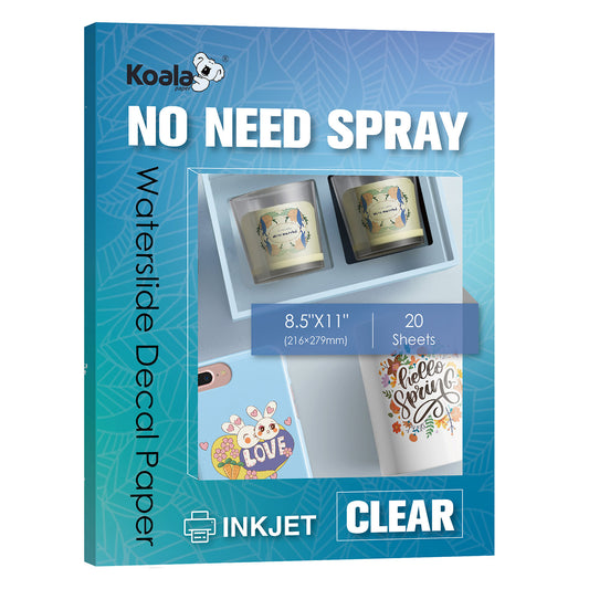 Koala No Spray Need CLEAR Waterslide Decal For INKJET Printer 20 Sheets