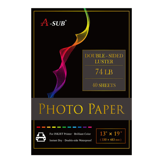 A-SUB Premium Double Sided Photo Paper Luster 74lb for Inkjet Printers 40 Sheets
