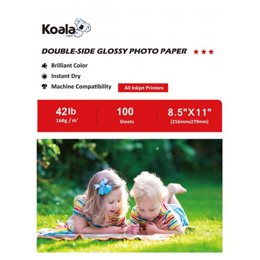 Koala Double Side Glossy Photo Paper 100 Sheets Compatible with Inkjet Printer 160gsm