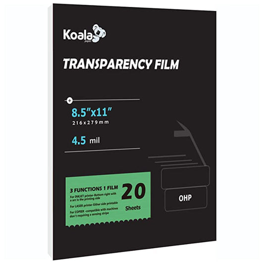 KOALA OHP Film for Inkjet & Laser Printers 20 Sheets