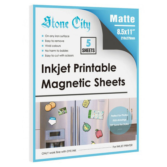 Stone City Printable Magnetic Sheets Matte 12mil Thick for Inkjet Printers 8.5x 11 Inches