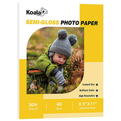 Koala Semi-Glossy Thin Inkjet Photo Paper 8.5x11 Inches 40 Sheets for Diy Chip Bags Compatible with Inkjet Printer 30lb 115gsm
