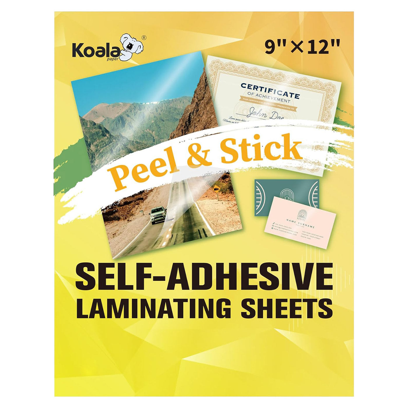 Koala Self Adhesive Laminating Sheets - 9 x 12 Inches - 20 Sheets