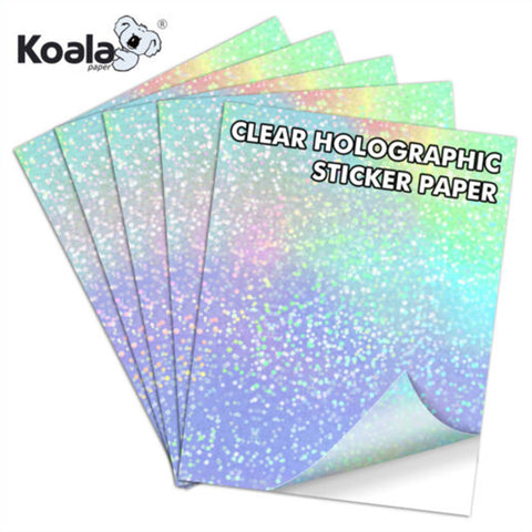 Koala Clear Self-Adhesive Laminating Sheet Holographic Vinyl Sticker Paper A4 5PK