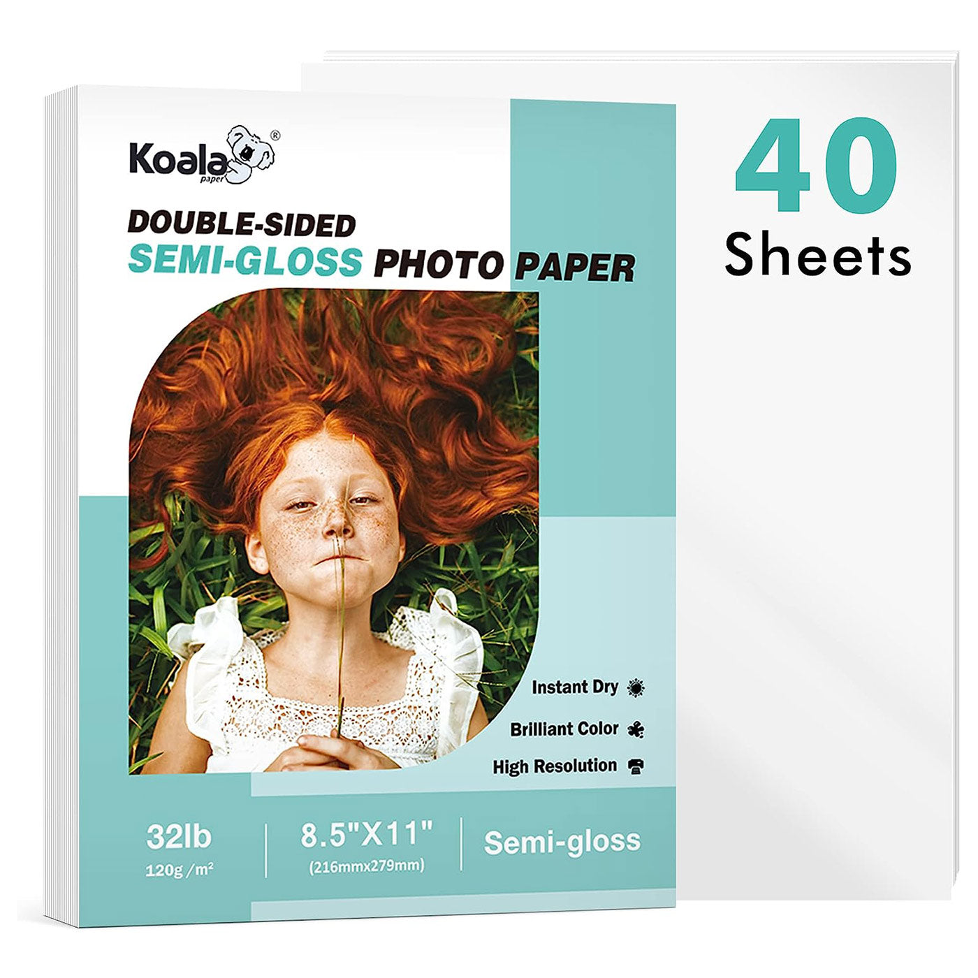 Koala Thin Double Sided Semi-Gloss Photo Paper 8.5X11 Inches 40 Sheets Compatible with Inkjet and Laser Printer 32lb 120gsm