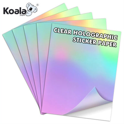 Koala Holographic Sticker Paper Clear RAINBOW, Transparent Laminting Sheets A4