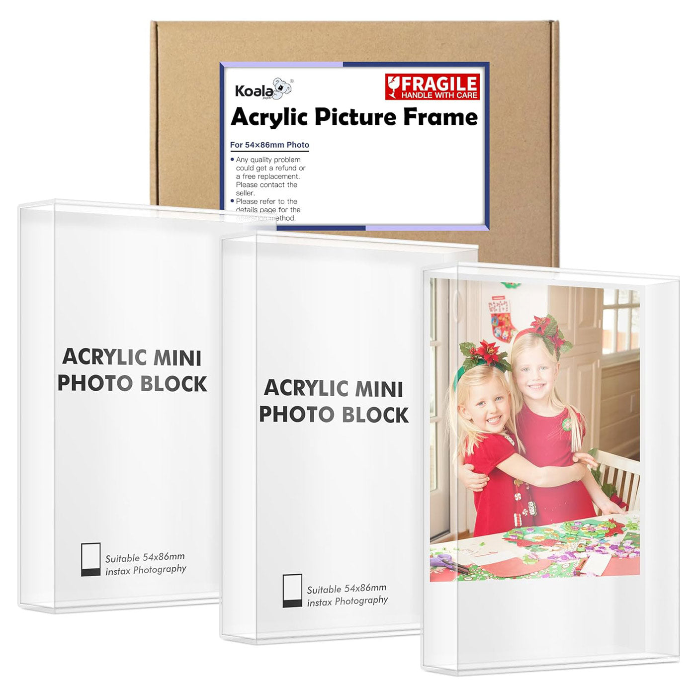 3/4 Inch Cod KOALA Acrylic Picture Photo Frame Double-Sided 2.1x3.4 inches 3 Pack ...