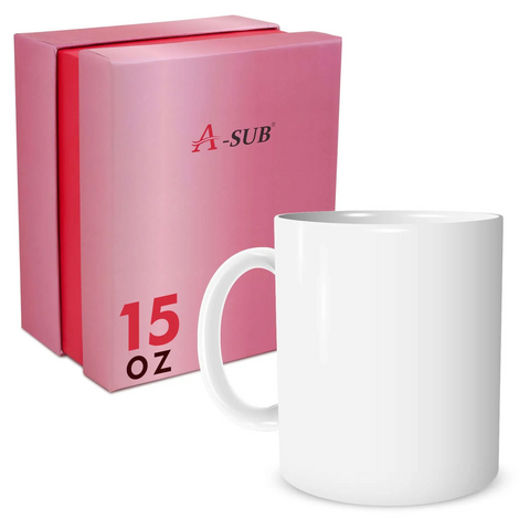 A-SUB 15oz Sublimation & UV Print Coffee Mugs packed with Foam