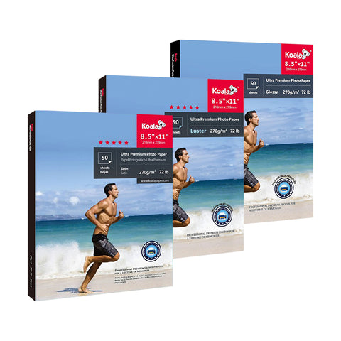 Koala RC Glossy Photo Paper Bundle – 72lb(270gsm) Advanced Inkjet Paper, 8.5"x11"