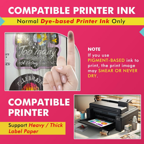 Koala Glossy Waterproof Vinyl Sticker Paper – 8.5x11", for Inkjet Printers, No Backmarks, Full Sheet for DIY Stickers & Labels