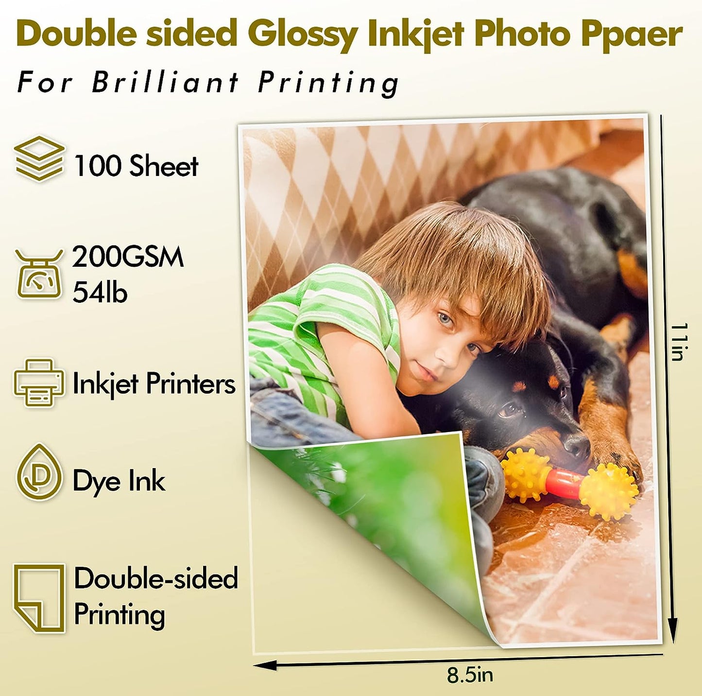 Koala Double Sided Inkjet Glossy Photo Paper Thick 54lb 100 Sheets 200gsm