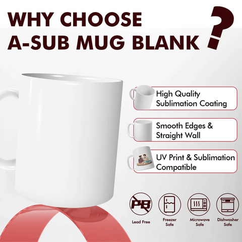 A-SUB 15oz Sublimation & UV Print Coffee Mugs packed with Foam
