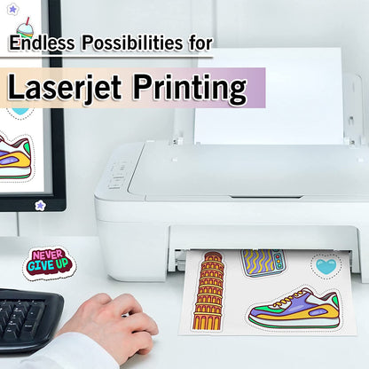 Koala Waterproof Matte White Printable Vinyl Sticker Paper for LASER Printer 8.5X11 Inches 20 Sheets