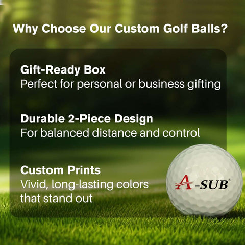 A-SUB 2-Piece Golf Ball 12 PCS Blank for UV DTF, Waterslide & UV Printing