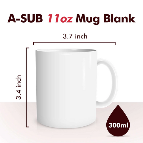 A-SUB 11oz Sublimation & UV Print Coffee Mugs packed with Foam