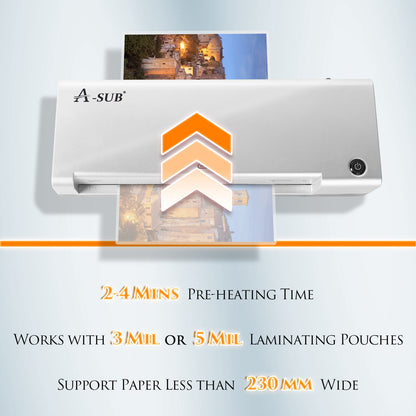 A-SUB 4 in 1 A4 Laminator Thermal Laminating Machine 9 Inch+ 20 Pouch + Corner Rounder