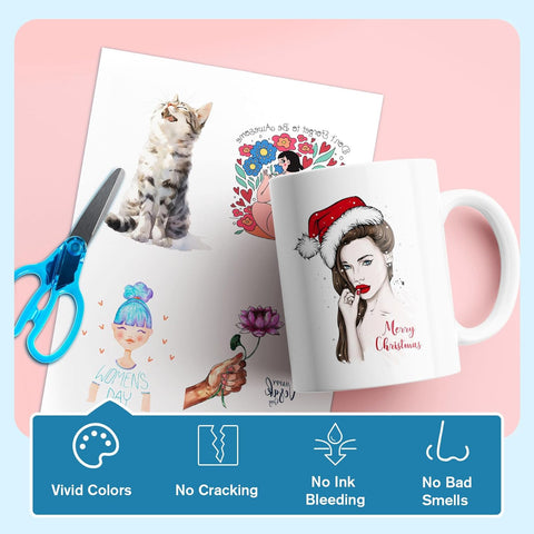 Koala Waterslide Decal Paper Combo -Inkjet White & Clear No Spray Needed, 45 Sheets, 8.5"x11"