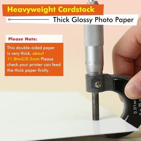 Koala Heavyweight Glossy Inkjet Photo Paper –  69lb(260gsm), Single-Sided 8.5×11″ – Thick, Smudge-Resistant for Greeting Cards & Cake Toppers