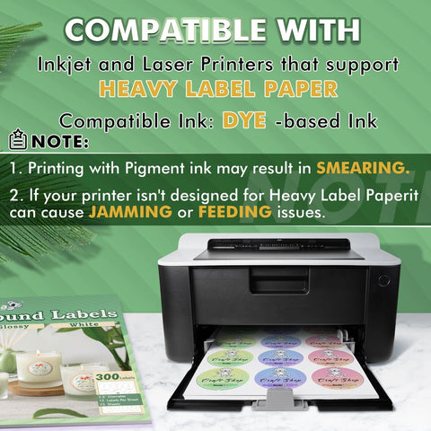 Koala Printable Round Labels 2.5″ 25 sheets  – Glossy Circle Stickers (300 Labels) | Printable Vinyl Round Labels for Inkjet Printers