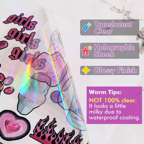 Koala Holographic Vinyl Sticker Paper Combo – Clear & Rainbow Iridescent – For Inkjet & Laser Printers – 25 Sheets, 8.5"x11"