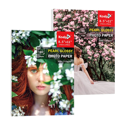 Koala Pearl Glossy Photo Paper Bundle  8.5x11" –  30lb(115gsm) & 48lb(180gsm), 70 Sheets for Luxury Printing & Small Posters