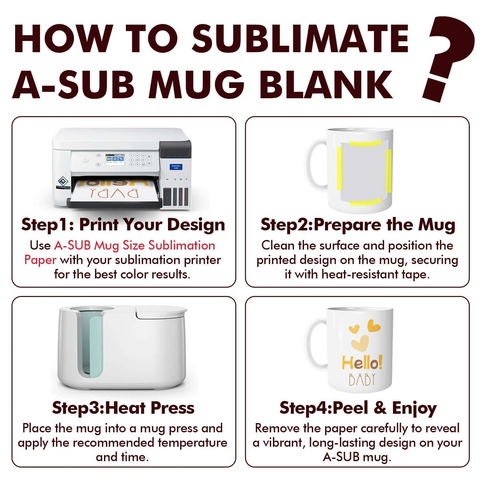 A-SUB 15oz Sublimation & UV Print Coffee Mugs packed with Foam