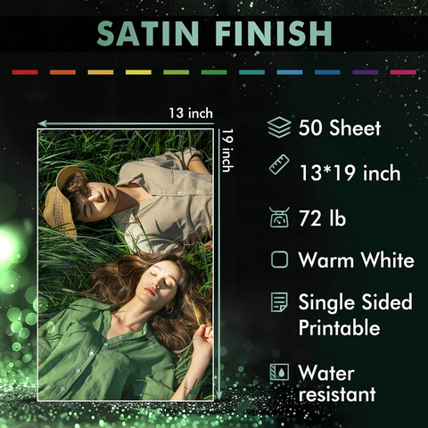 A-SUB Resin Coated Satin Photo Paper 260gsm 72lb, 13"x19", 50 Sheets (L06 Tone)