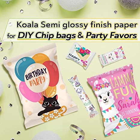 Koala Semi-Glossy Thin Inkjet Photo Paper 8.5x11 Inches 40 Sheets for Diy Chip Bags Compatible with Inkjet Printer 30lb 115gsm