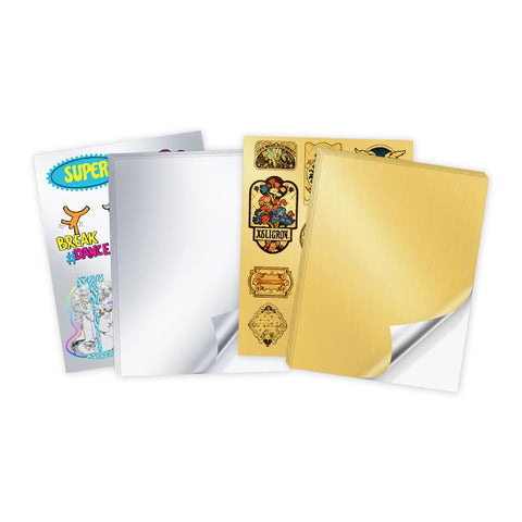 Koala Matte Silver & Brushed Golden Vinyl Sticker Paper Bundle– Printable Adhesive Sheets for Inkjet Printers, 8.5x11", 40 Sheets
