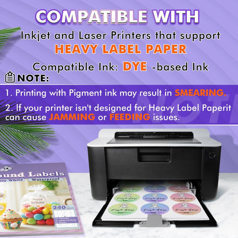 Koala Printable Round Labels 2.5″ 20 sheets – Glossy Waterproof Circle Stickers (240 Labels) | Printable Vinyl Round Labels for Packaging & Crafts