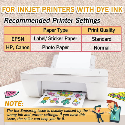 Koala Glossy Sticker Paper for Inkjet Printer, 4x6 Inches 50 Sheets