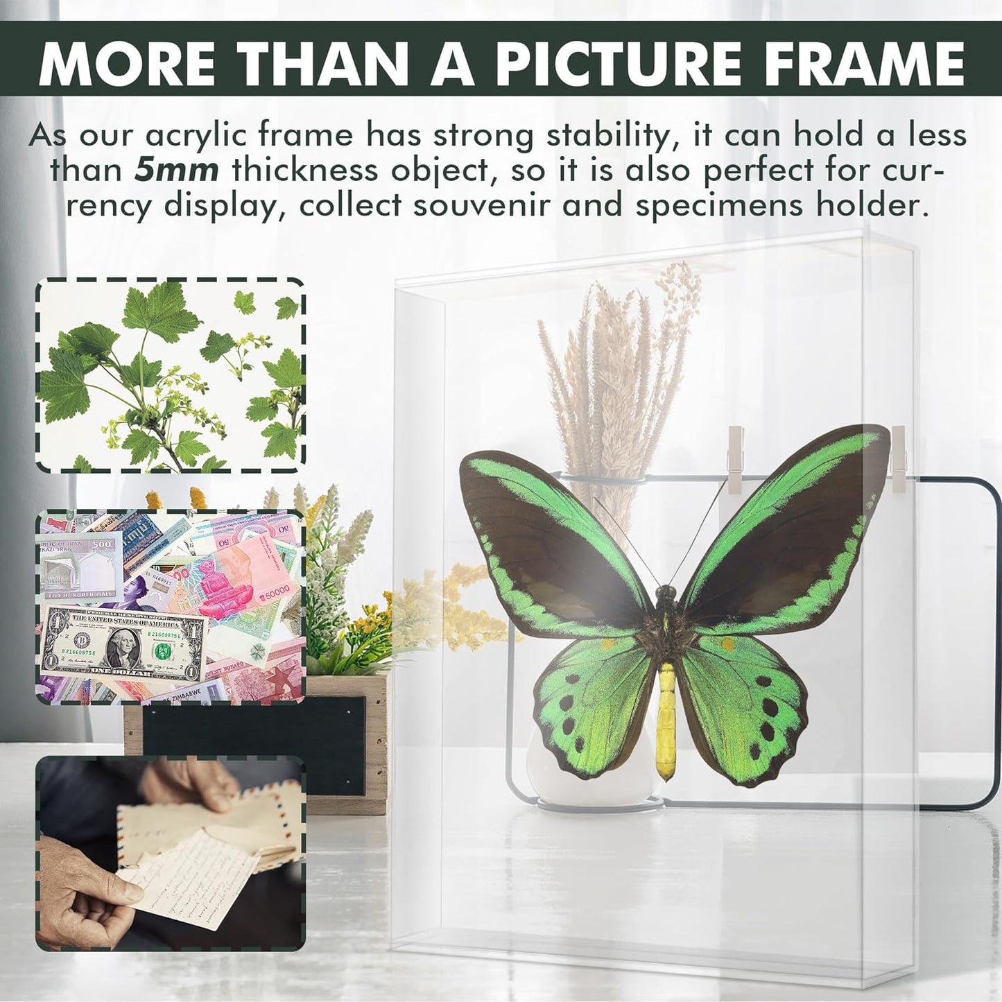 KOALA Acrylic Picture Photo Frame Double Sided Frameless Desktop Floating Display 5x7 inches 2 Pack