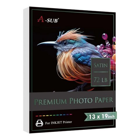 A-SUB Resin Coated Satin Photo Paper 260gsm 72lb, 13"x19", 50 Sheets (L06 Tone)