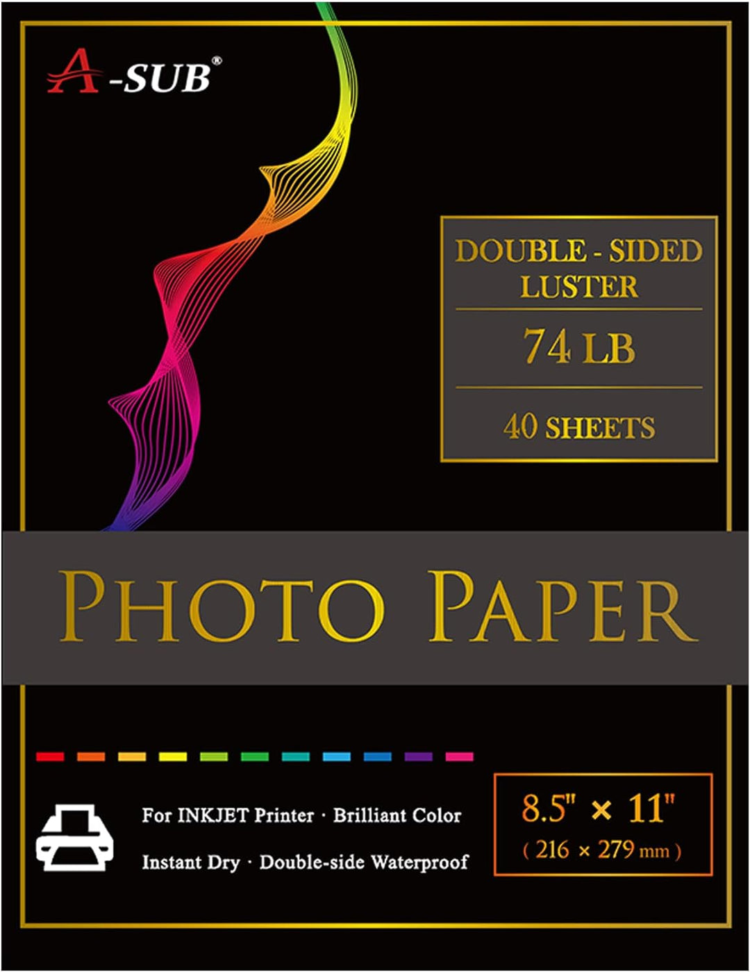 A-SUB Double-Sided Luster Photo Paper – 74lb RC Inkjet Paper, 40 Sheets ...