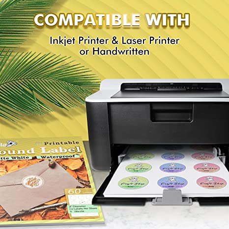 Koala Matte White Waterproof Printable Circle Labels for Inkjet and La ...