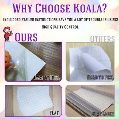 Koala Clear Self-Adhesive Laminating Sheet Holographic Vinyl Sticker Paper A4 5PK