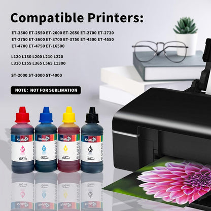 Koala Compatible Refill Dye-Based Ink Bottles Compatible with Desktop Inkjet Printers ET-2650 ET-2720 ET-2750 ET-3750 ET-4750 ET-16500 ST-2000 ST-3000 ST-4000 L120 L210 L355