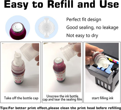Koala Compatible Refilled Ink Bottle Replacement for 522 T522 Compatible with ET-2720 ET-4700 Printer