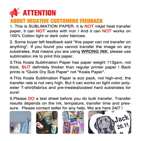 200 sheets Koala ECO Sublimation Paper 8.5"x11" for Sublimation Printer Epson 115gsm