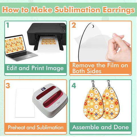 Koala Sublimation Earring Blanks MDF Bulk Pack for Sublimation - 50 Pcs
