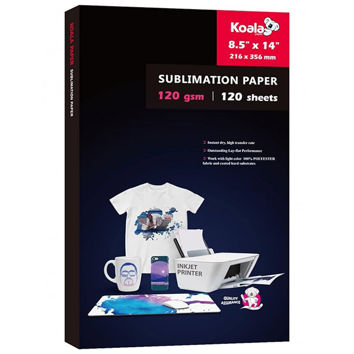 KOALA Sublimation Transfer Paper for Inkjet Printer 120gsm 120 Sheets