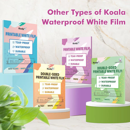 Koala Semi Gloss White Film for Inkjet Printers 20 Sheets, Waterproof & Tearproof