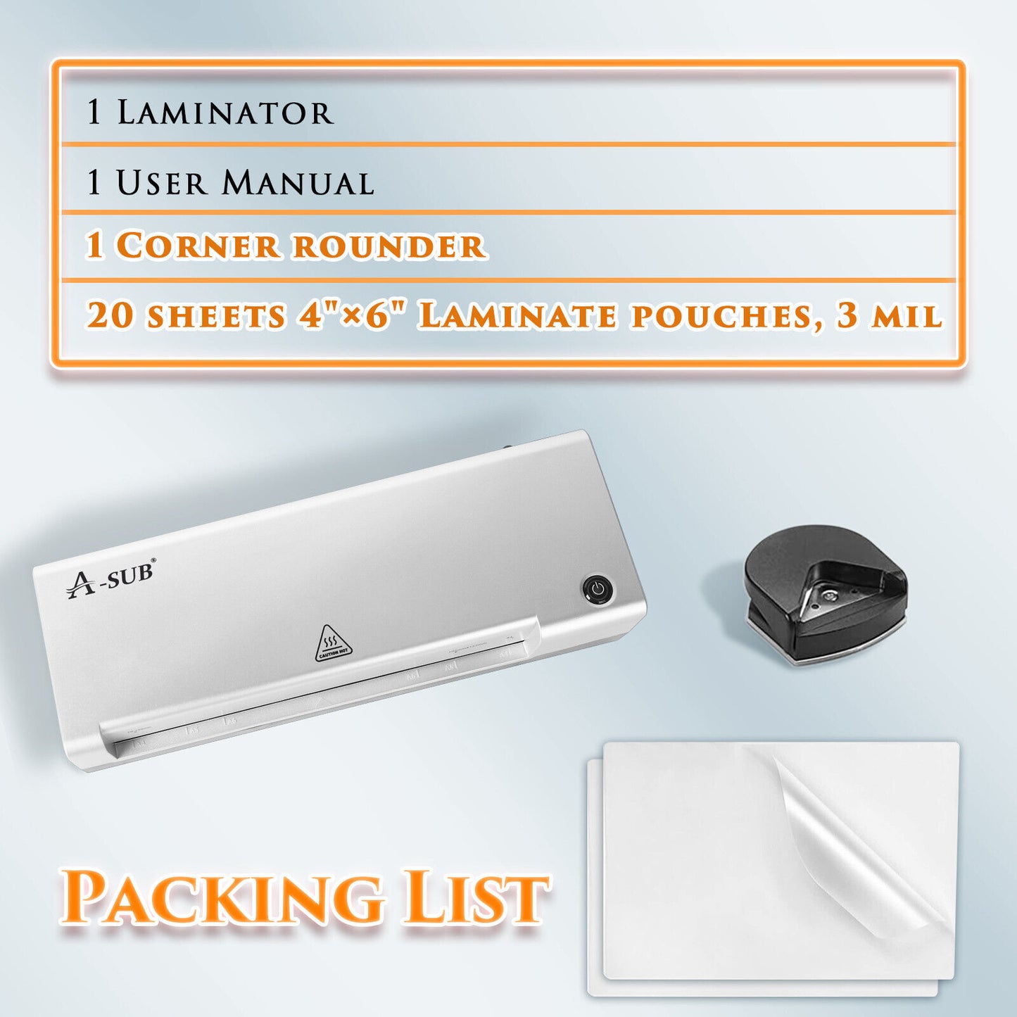 A-SUB 4 in 1 A4 Laminator Thermal Laminating Machine 9 Inch+ 20 Pouch + Corner Rounder