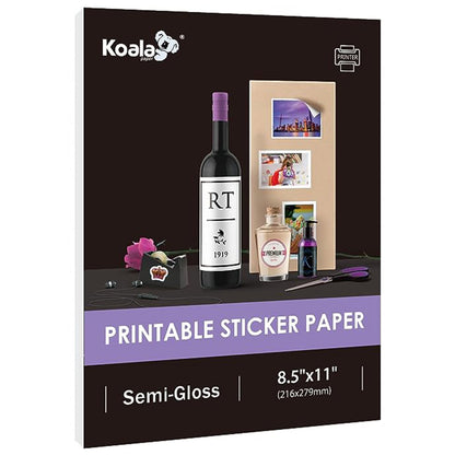 Koala Semi Gloss Sticker Paper for Inkjet and Laser Printer 8.5 x 11 Inches