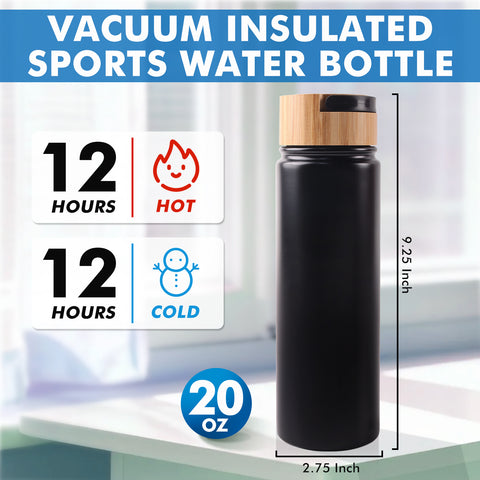 A-SUB Black Insulated Sports Water Bottle Blank for UV DTF, Waterslide & UV Printing