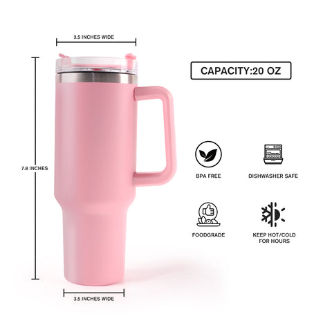 A-SUB Pink Insulated Tumbler with Handle – Blank for UV DTF, Waterslide & UV Printing