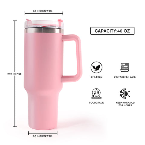 A-SUB Pink Insulated Tumbler with Handle – Blank for UV DTF, Waterslide & UV Printing
