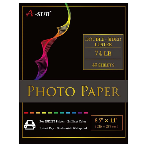 A-SUB Double Sided Luster Photo Paper  8.5"x11" 74lb 280gsm 40 Sheets