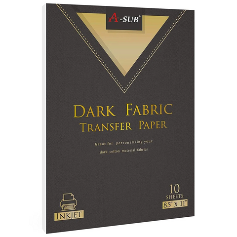 A-SUB Dark Fabric Transfer Paper 10 sheets - Professional Heat Transfer Vinyl for Cotton & Polyester | Crisp, Vibrant Transfers